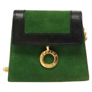 Celine Suede Leather Chain Hand Pouch Green